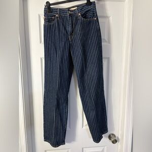 Levi's Navy Striped Straight Leg Jeans